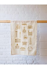 mmmMar Theedoek Gebouwen Gent 2.0 - Goud - 48 x 70 cm - 100% Katoen