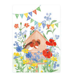 LemonBird Wenskaart - Vogelhuisje welkom kleintje - Postkaart + Envelop