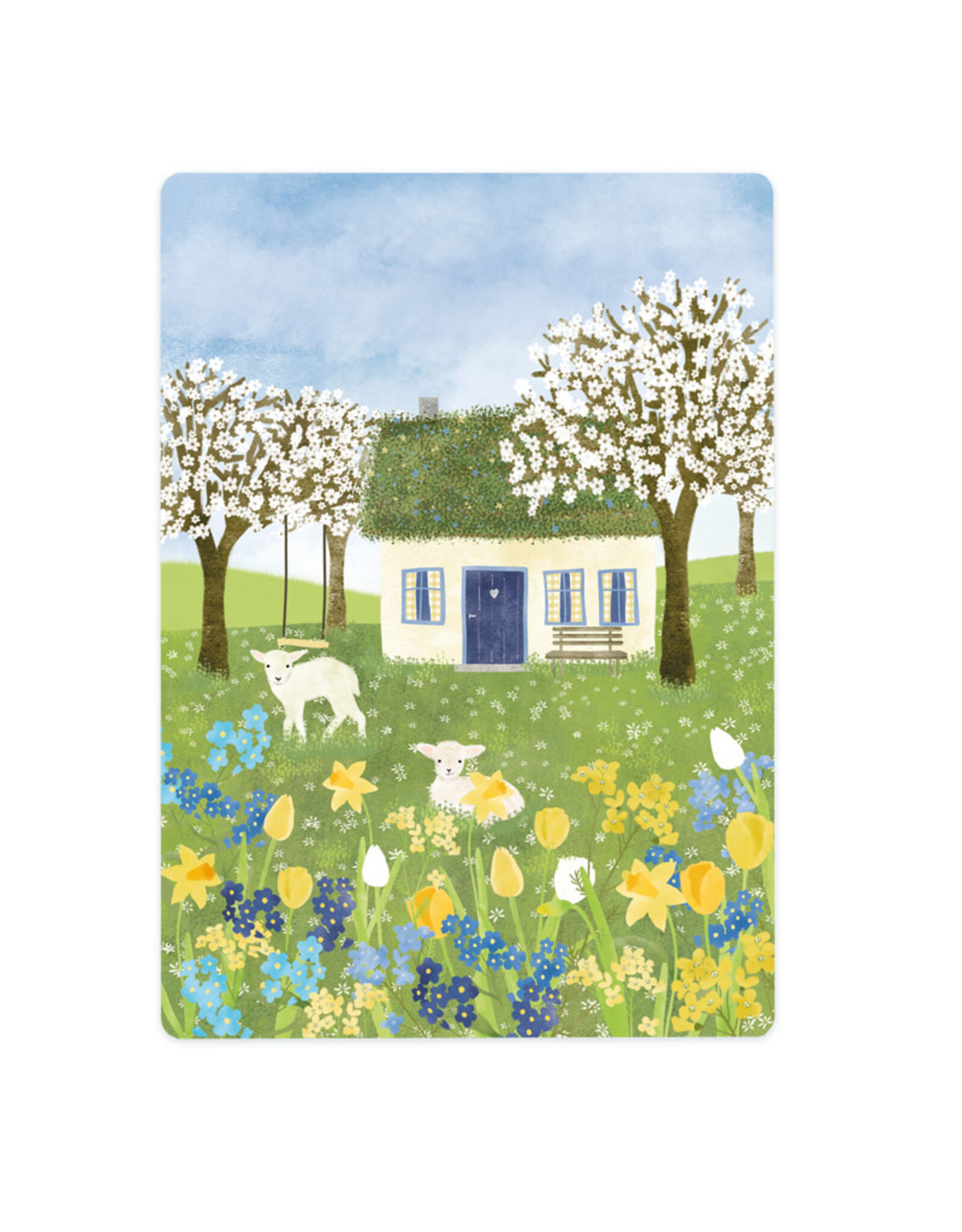 LemonBird Wenskaart - Little cottage in spring - Postkaart + Envelop