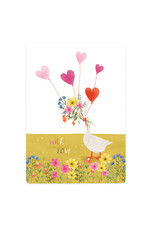 LemonBird Wenskaart - Gans met bloemen - Postkaart + Envelop