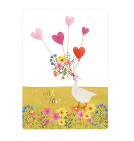 LemonBird Wenskaart - Gans met bloemen - Postkaart + Envelop