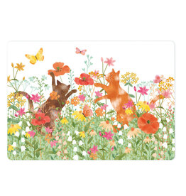 LemonBird Wenskaart - Katten in bloemenveld - Postkaart + Envelop