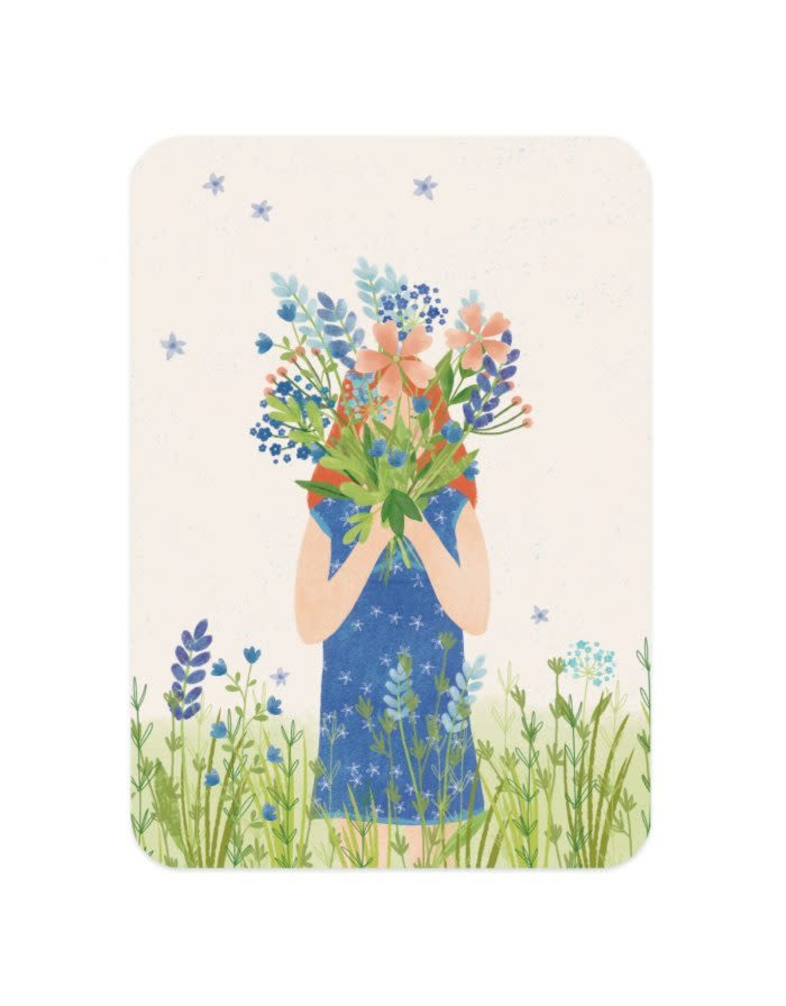 LemonBird Wenskaart - Bloemenmeisje - Postkaart + Envelop