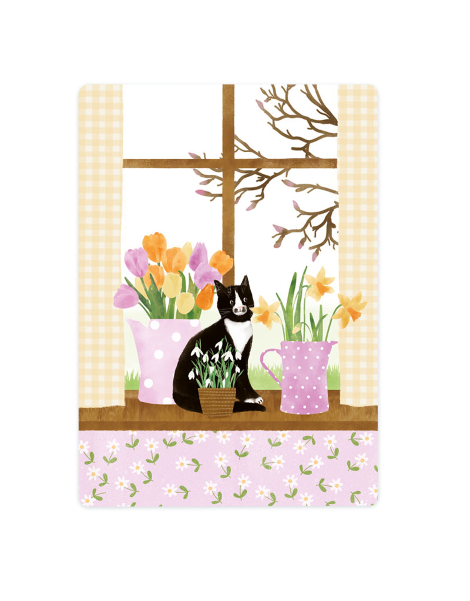 LemonBird Wenskaart - Vensterbank vol lente - Postkaart + Envelop