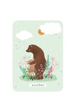 LemonBird Wenskaart - Beer en konijn, Knuffel - Postkaart + Envelop