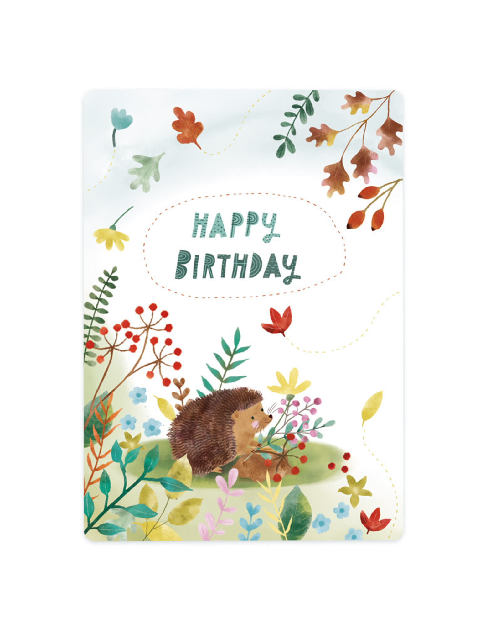 LemonBird Wenskaart - Hedgehog, Happy Birthday - Postkaart + Envelop