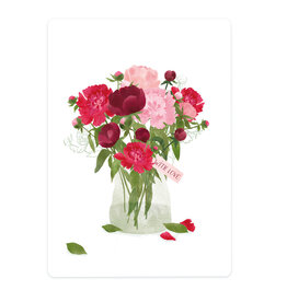 LemonBird Wenskaart - Pioenrozen, With love - Postkaart + Envelop