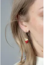 Murielle Perrotti Oorbel MP - Sweet Aardbei - Goud/Rood