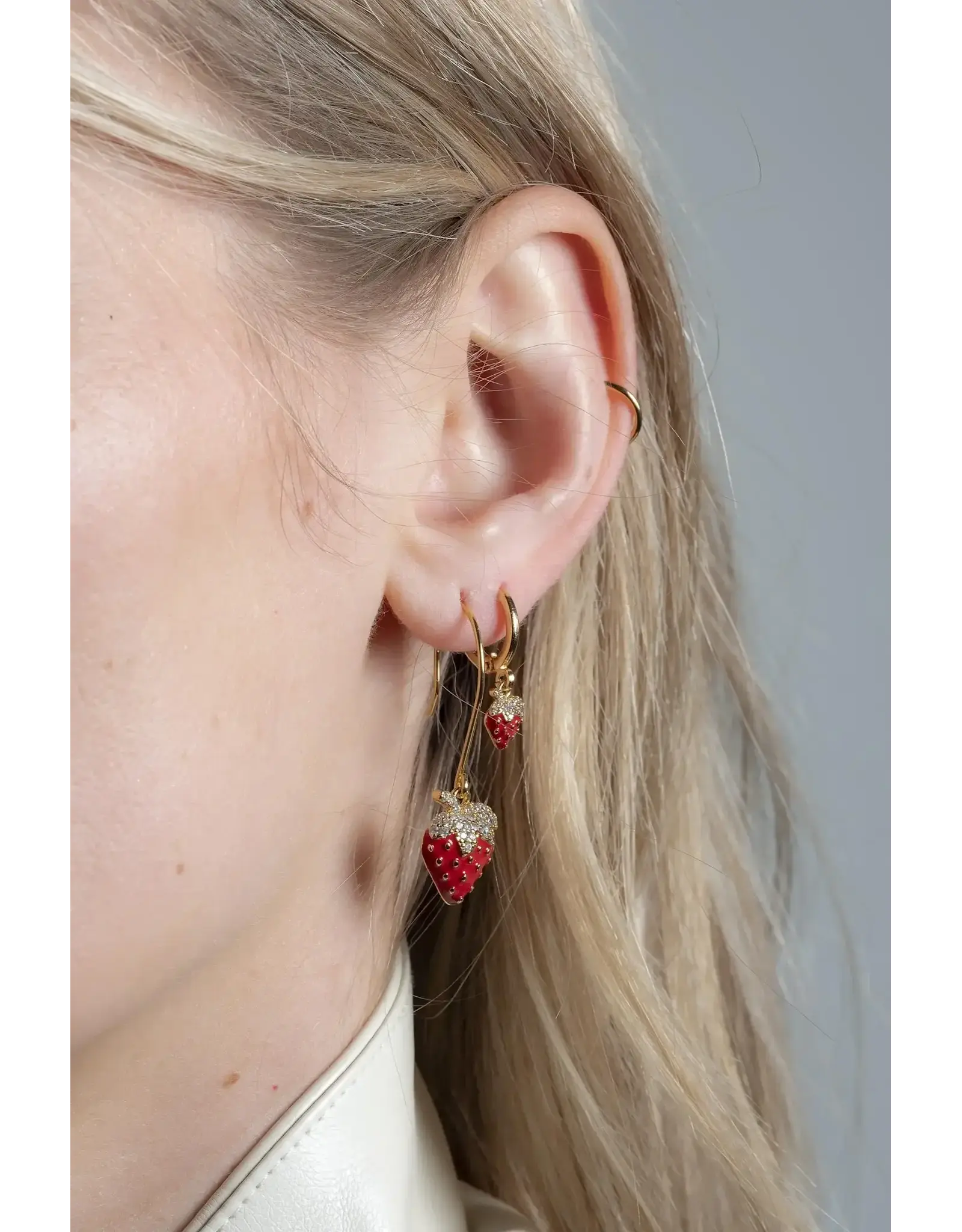 Murielle Perrotti Oorbel MP - Sweet Aardbei - Goud/Rood