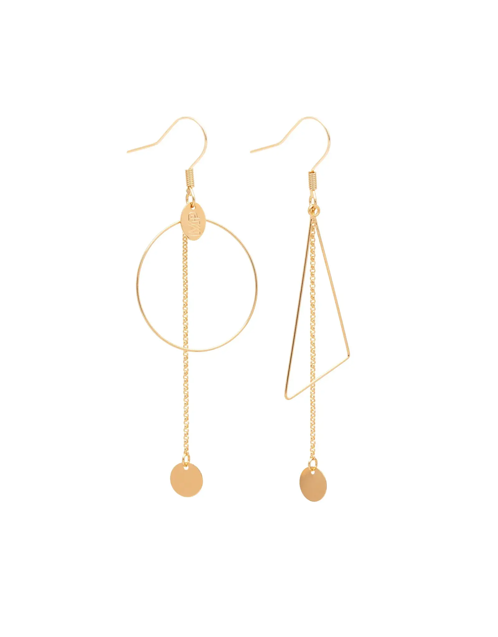 Murielle Perrotti Oorbel MP - Cloe -  Creool, Driehoek & Ketting - Goud - Asym