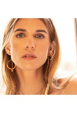 Murielle Perrotti Oorbel MP - Pierre - Creool & Ketting - Goud Koraal - Asym