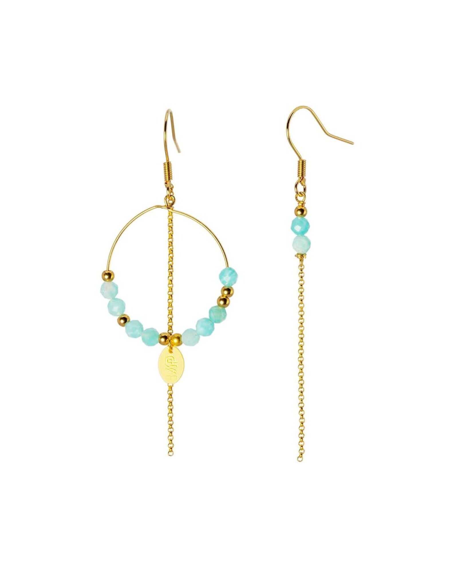 Murielle Perrotti Oorbel MP - Pierre - Creool & Ketting - Goud Mint - Asym