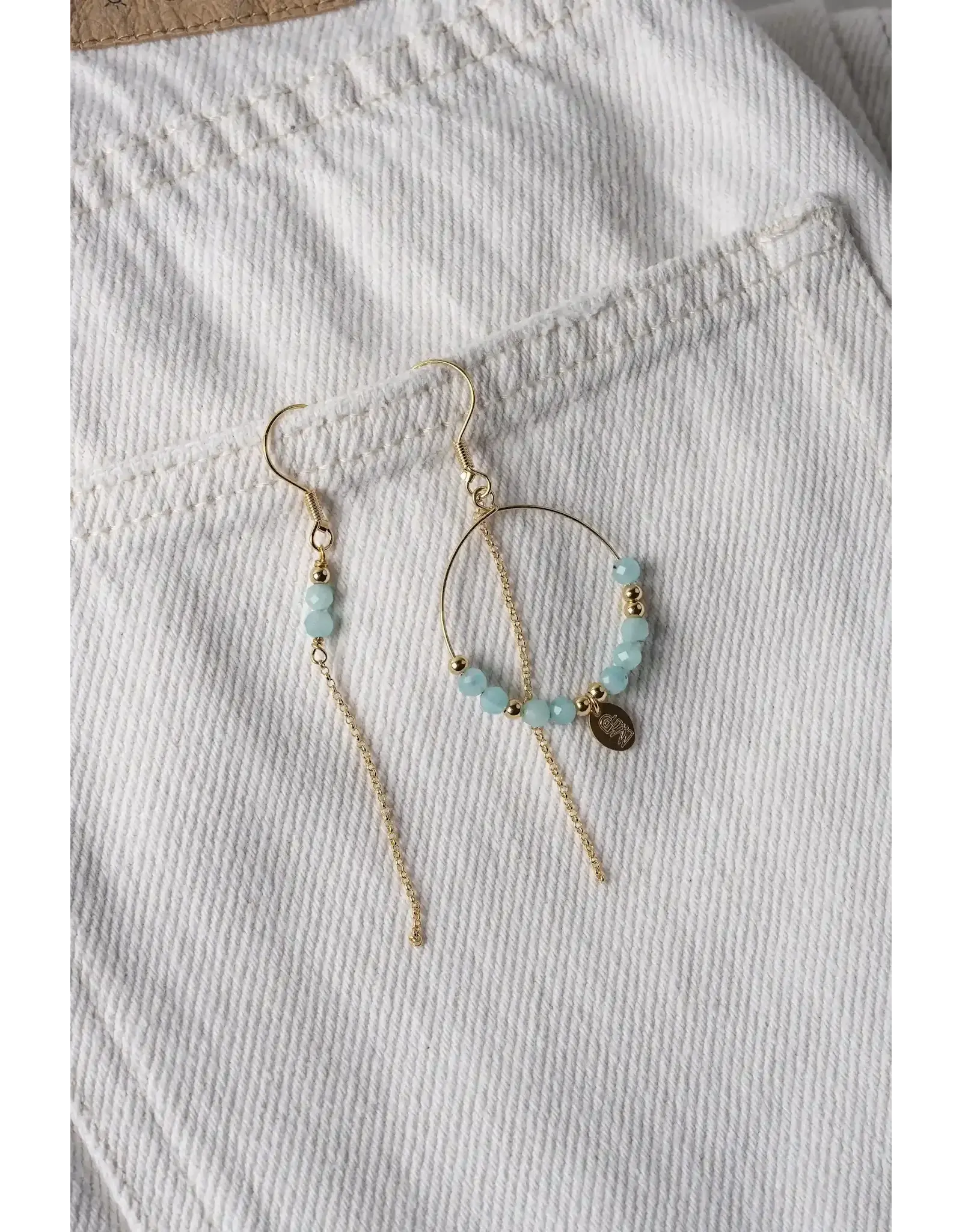 Murielle Perrotti Oorbel MP - Pierre - Creool & Ketting - Goud Mint - Asym