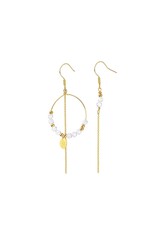 Murielle Perrotti Oorbel MP - Pierre - Creool & Ketting - Goud Kristal - Asym