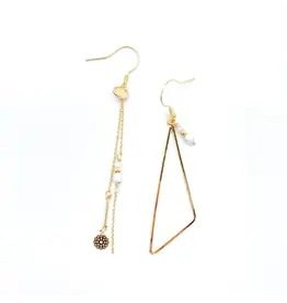 Murielle Perrotti Oorbel MP - Isa - Driehoek & Ketting - Goud Howlite - Asym