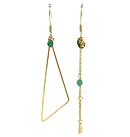 Murielle Perrotti Oorbel MP - Isa - Driehoek & Ketting - Goud Groen - Asym