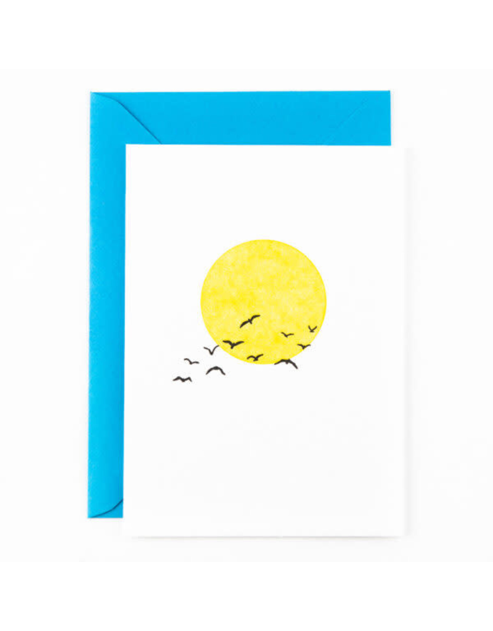 Studio Flash Wenskaart - Birds flying in the sun - Letterpress Kaart + Envelop