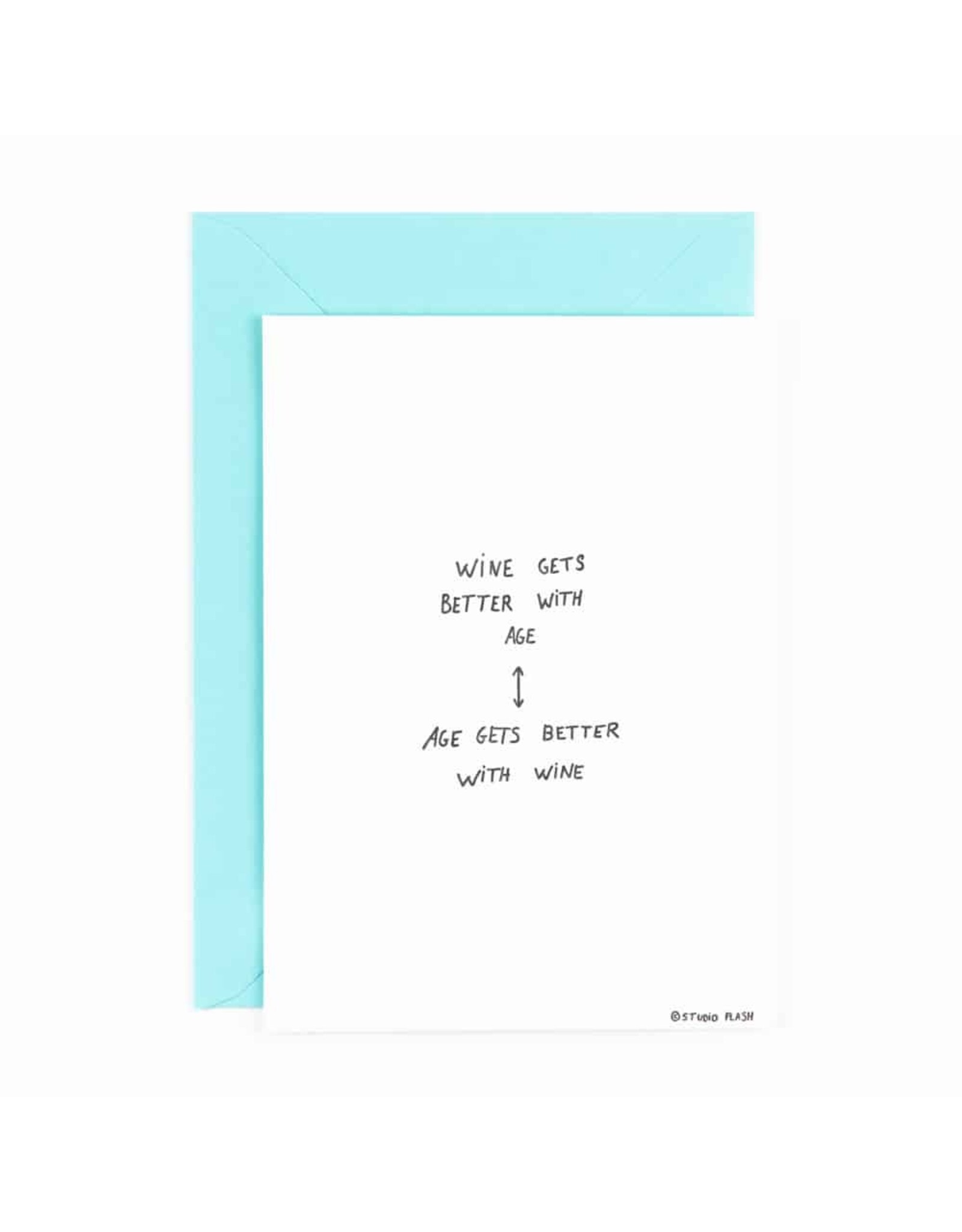 Studio Flash Wenskaart - Wine gets better with age - Letterpress Kaart + Envelop