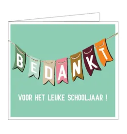 Mail-Box Wenskaart - Bedankt voor het leuke schooljaar - Dubbele kaart + Envelop