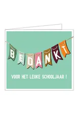 Mail-Box Wenskaart - Bedankt voor het leuke schooljaar - Dubbele kaart + Envelop