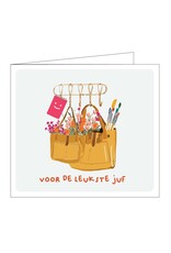 Mail-Box Wenskaart - Voor de leukste juf! - Dubbele kaart + Envelop