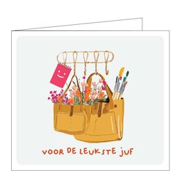 Mail-Box Wenskaart - Voor de leukste juf! - Dubbele kaart + Envelop