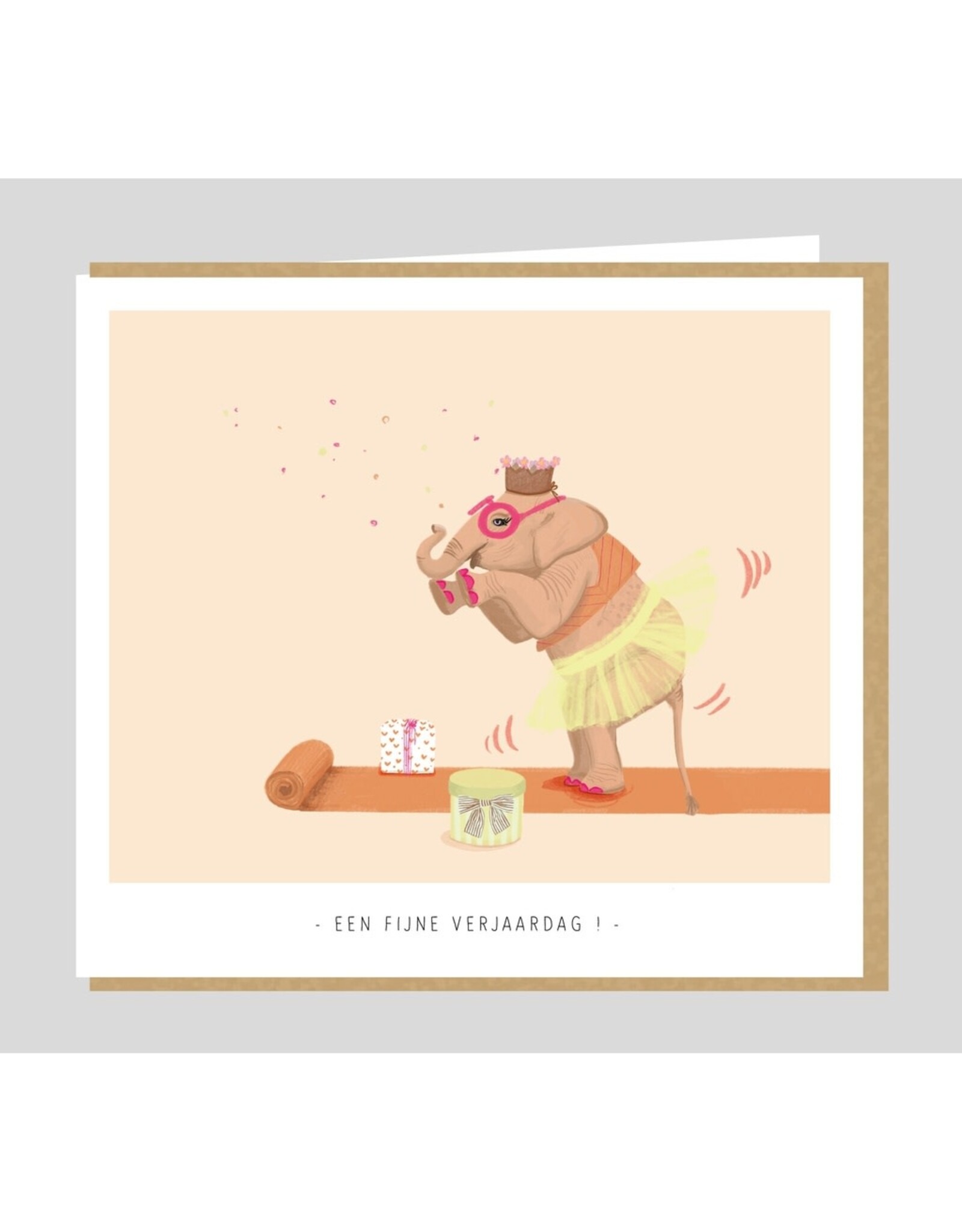 Studio Mie Wenskaart - Olifant, Een fijne verjaardag - 12,5 x 14 cm