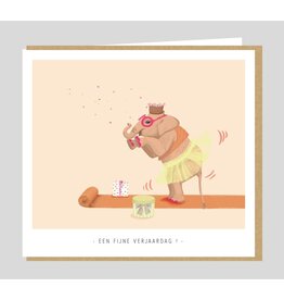 Studio Mie Wenskaart - Olifant, Een fijne verjaardag - 12,5 x 14 cm