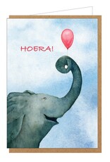 Lieve Claesen Wenskaart - Olifant, Hoera - Dubbele kaart + Envelop