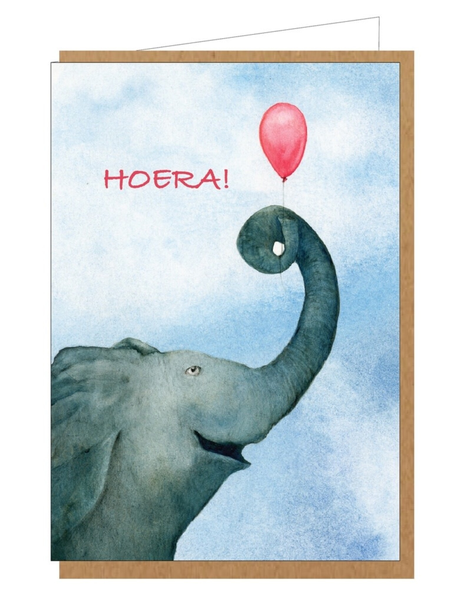 Lieve Claesen Wenskaart - Olifant, Hoera - Dubbele kaart + Envelop