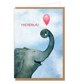 Lieve Claesen Wenskaart - Olifant, Hoera - Dubbele kaart + Envelop