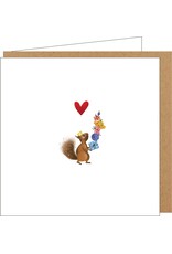 Yon Wenskaart - Eekhoorn met Cadeautjes - Dubbele kaart + Envelop