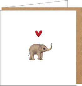 Yon Wenskaart - Olifantje - Dubbele kaart + Envelop
