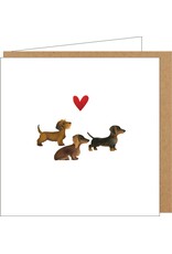 Yon Wenskaart - Drie Teckels - Dubbele kaart + Envelop