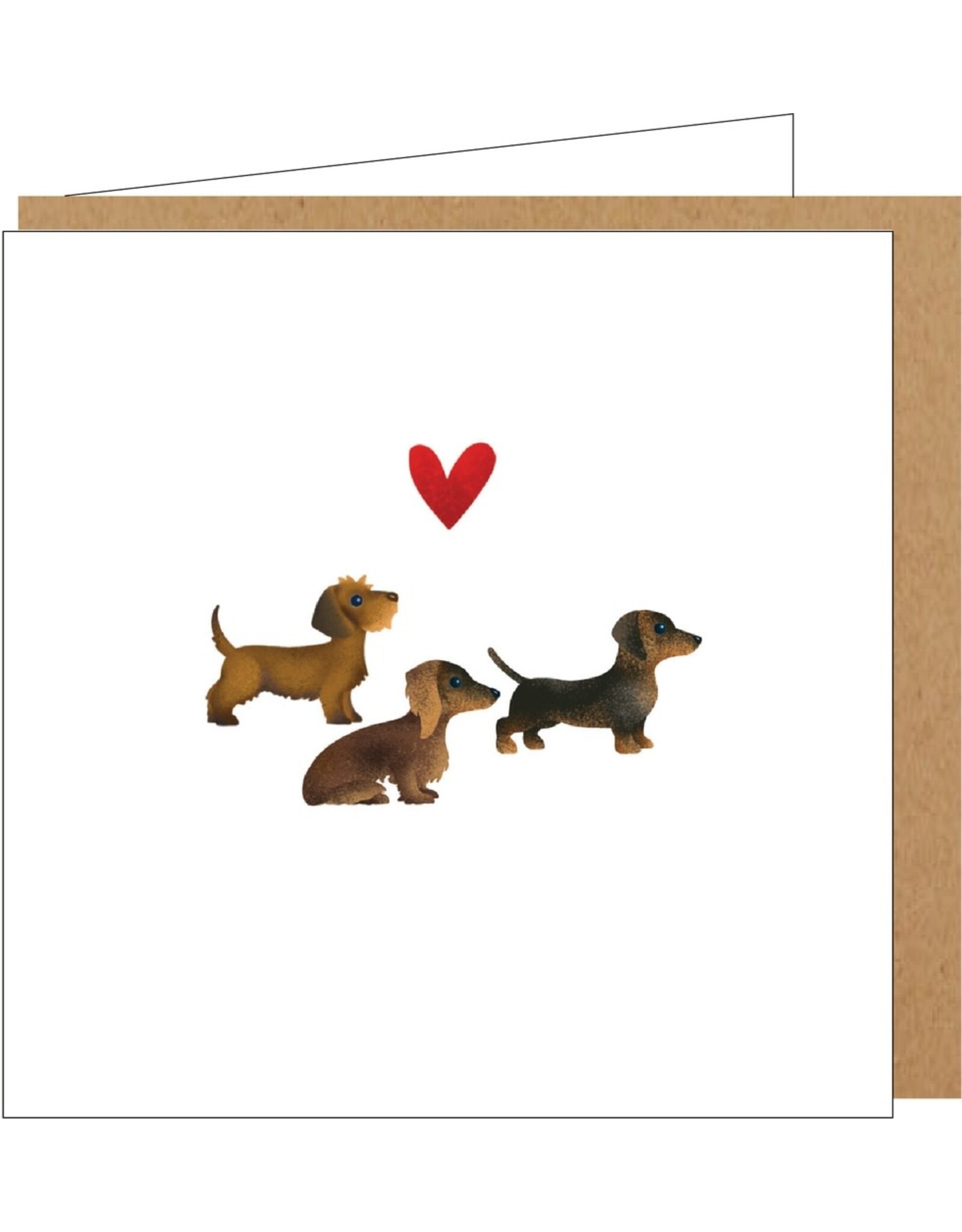 Yon Wenskaart - Drie Teckels - Dubbele kaart + Envelop