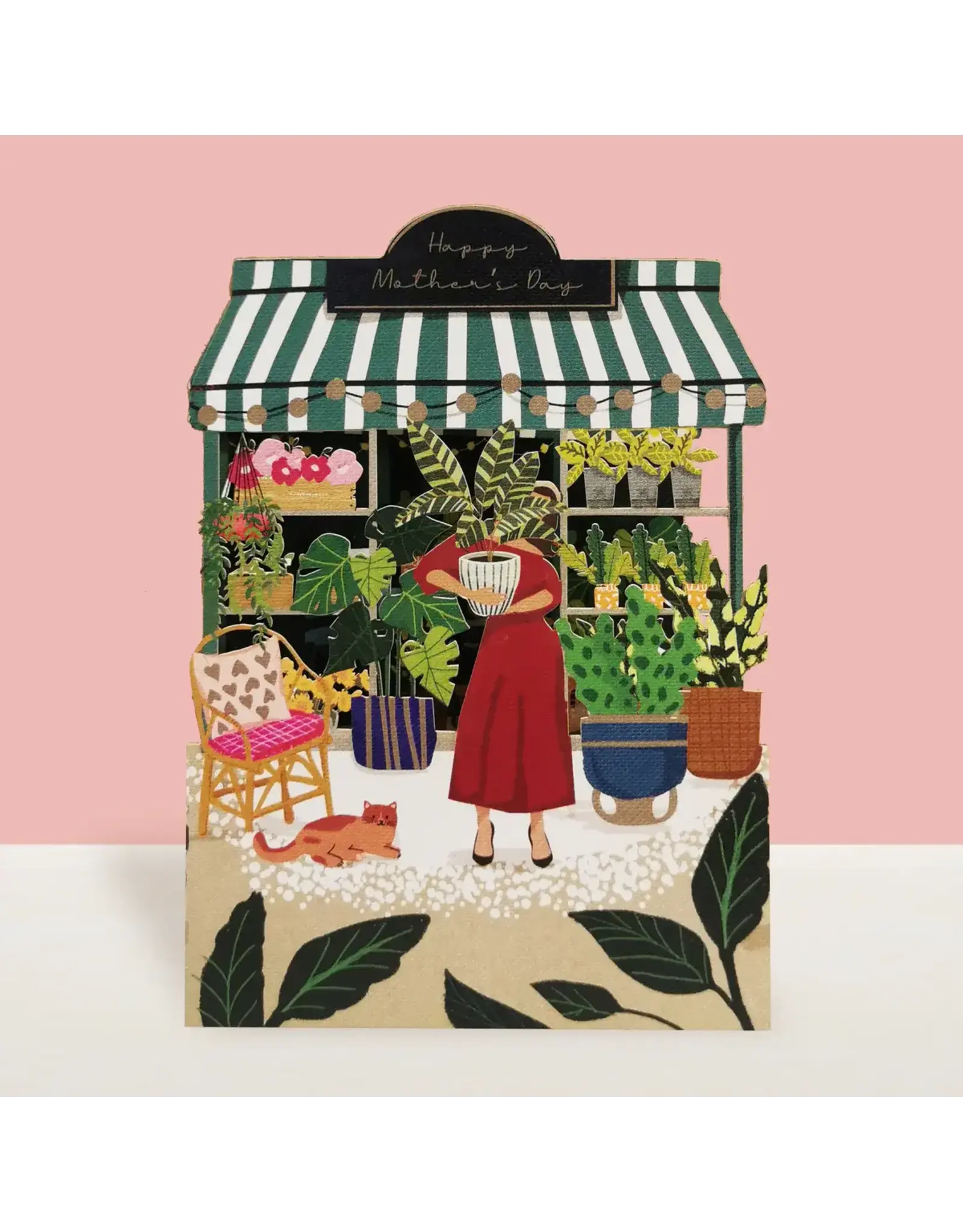 AllJoy Design Wenskaart - Plantenwinkel, Happy Mother's Day - Dubbele kaart (Papierknipkunst) + Envelop