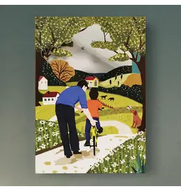 AllJoy Design Wenskaart - Fietsen, Happy Father's Day - Dubbele kaart (Papierknipkunst) + Envelop