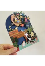 AllJoy Design Wenskaart - Cats and Birds - Dubbele kaart (Papierknipkunst) + Envelop