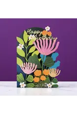 AllJoy Design Wenskaart - Birthday Flowers - Dubbele kaart (Papierknipkunst) + Envelop
