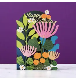 AllJoy Design Wenskaart - Birthday Flowers - Dubbele kaart (Papierknipkunst) + Envelop