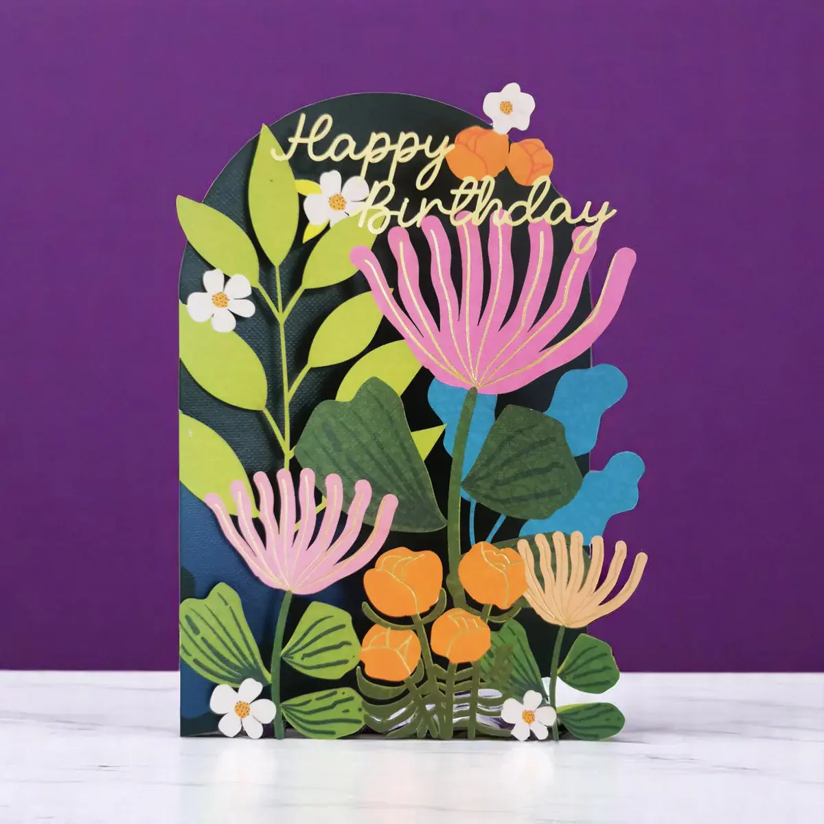 AllJoy Design Wenskaart - Birthday Flowers - Dubbele kaart ...