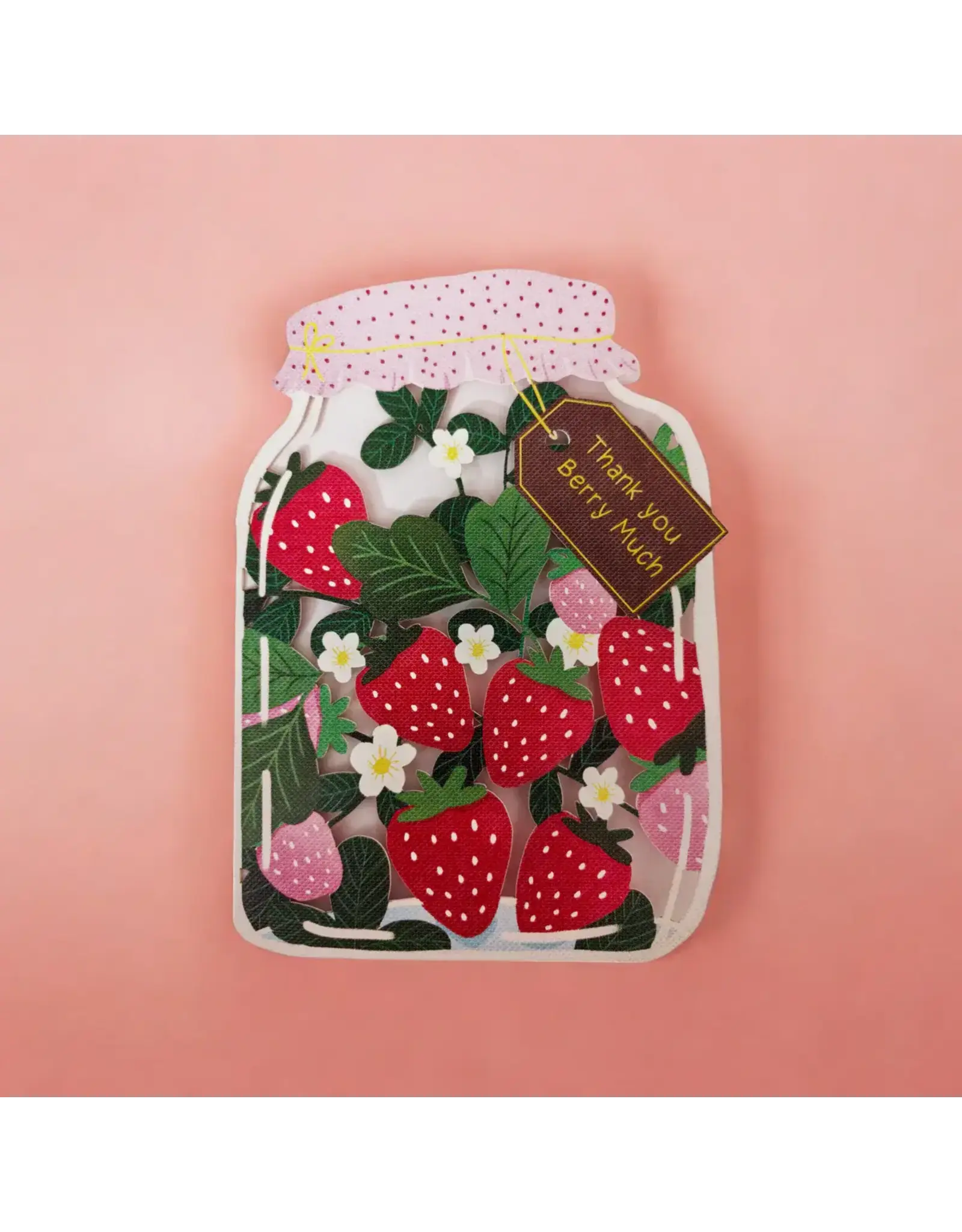 AllJoy Design Wenskaart - Thank you berry much - Dubbele kaart (Papierknipkunst) + Envelop