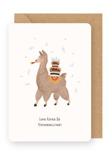 Enfant Terrible Wenskaart - Lama komen die verjaardagstaart - Dubbele kaart + Envelop