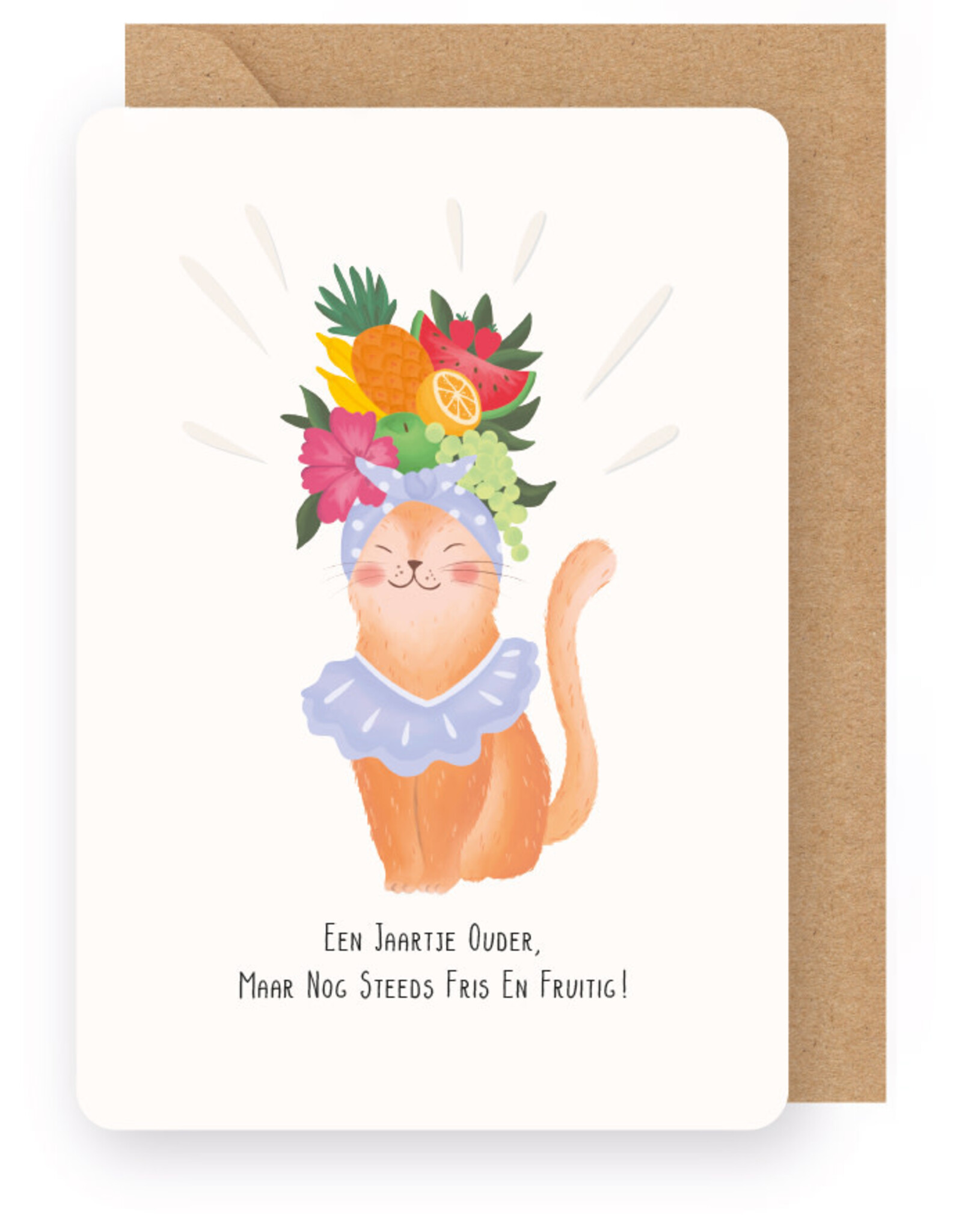 Enfant Terrible Wenskaart - Katje, Fris en Fruitig - Dubbele kaart + Envelop