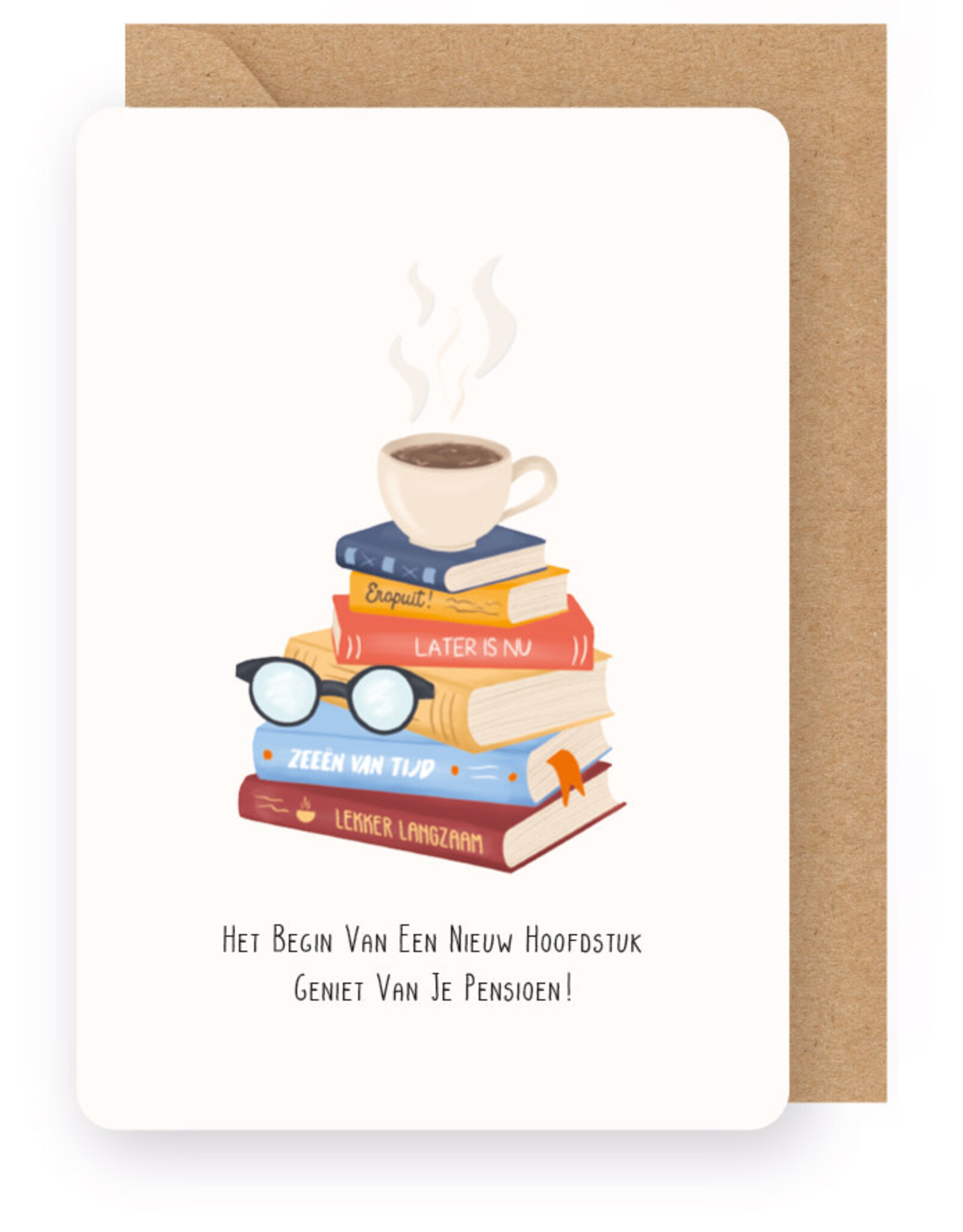 Enfant Terrible Wenskaart - Het begin van een nieuw hoofdstuk, geniet van je pensioen - Dubbele kaart + Envelop