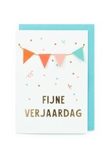 Enfant Terrible Wenskaart - Vlaggetjes, Fijne verjaardag - Dubbele kaart + Envelop