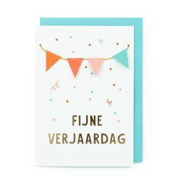 Enfant Terrible Wenskaart - Vlaggetjes, Fijne verjaardag - Dubbele kaart + Envelop