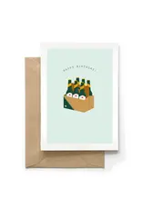 Spaghetti Meatballs Wenskaart - Beer, Happy Birthday - Dubbele kaart + Envelop