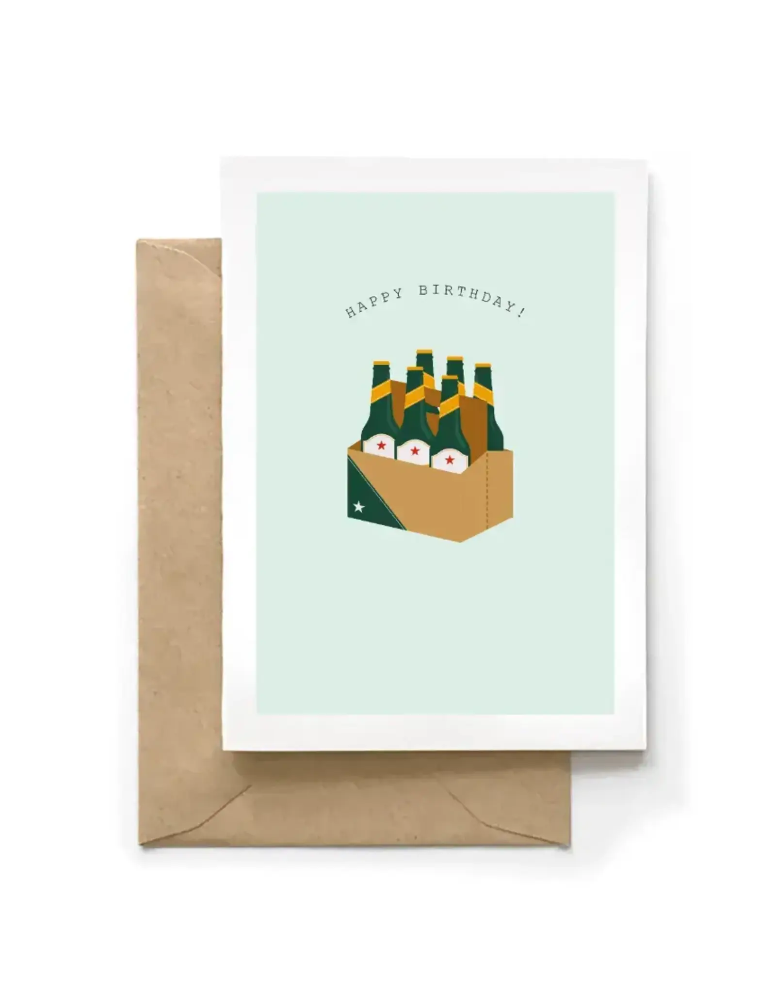 Spaghetti Meatballs Wenskaart - Beer, Happy Birthday - Dubbele kaart + Envelop