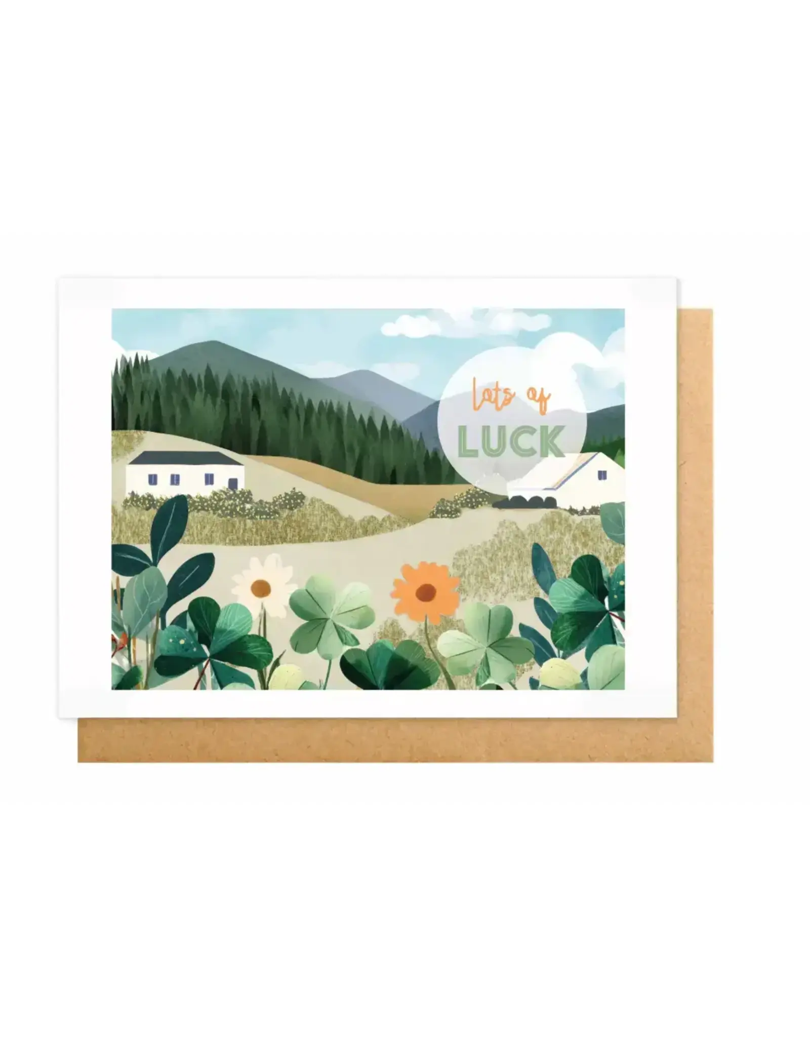 Wanderlust Wenskaart - Wanderlust, Lots of Luck - Dubbele kaart + Envelop